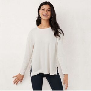 LC Lauren Conrad Ivory Ruffle Sweater